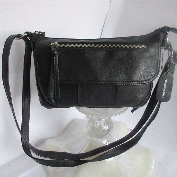 COPY - Great American Leather Work Black Shoulder Lining  Bag Zipped - Picture 1 of 11